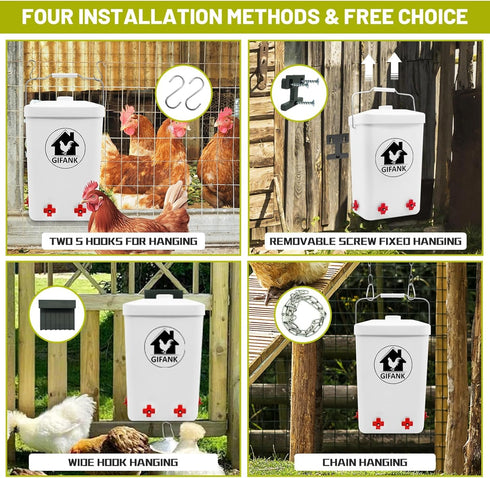 Set,3 Chicken Feeder and Waterer Gallon Automatic Chicken Feeder No Waste,Hanging Poultry Kit with Chicken Waterer