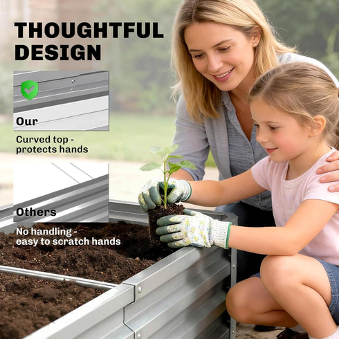 4' 2' 1' Outsunny Galvanized Raised Garden Bed, x x Metal Planter Box, for Growing Vegetables, Flowers, Herbs