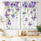 Purple Floral Butterfly Kitchen Curtains, Rustic Flower Small Short Cafe Window Drapes, 27.5x39 Inch