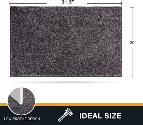 PURRUGS Non-Slip Dirt Trapper Door Mat 20" x 31.5", Machine Washable Entry Rug, Light Grey-Dark Grey