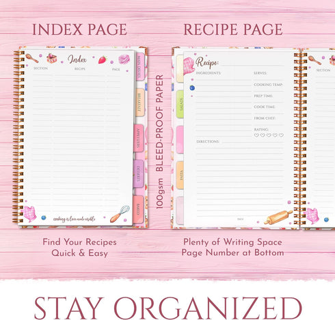 7"x10" Blank Recipe Book to Write Your Own Recipes - Durable Hardcover Organizer