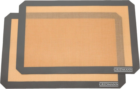 GRIDMANN Pro Silicone Baking Mat, Set of 2 Non-Stick Half Sheet, Food Safe Tray Pan Liners
