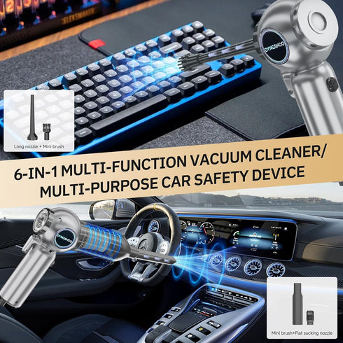 LOQFGDW 25000Pa Handheld Car Vacuum Portable CordlessEquipped with a one-Touch Window Breaker and Seatbelt Cutter Car
