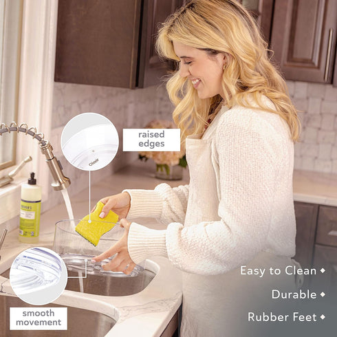 Oizeir (2-Pack) 360 Counter Lazy Susan Turntable - Clear Acrylic, Rotates Degrees, Easily Organize Your Fridge, Cabinet