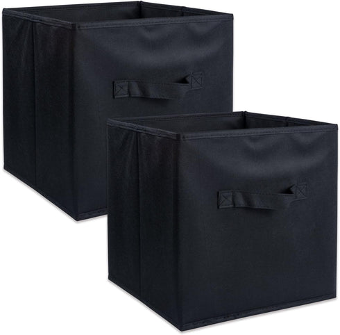 DII Non Woven Fabric Storage Bin Collection, Collapsible Organizer Cube, Small Set, Black, 2 Count