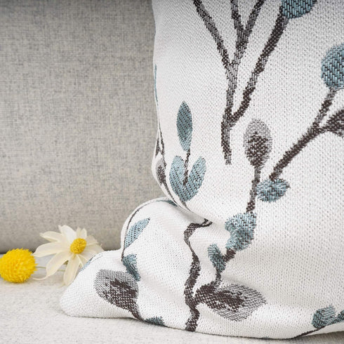 YOUR SMILE Classical Embroidery Jacquard Chenille Decorative Throw Pillow Case, 12x20 inch, Teal Leaf