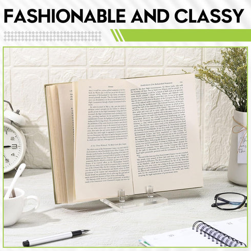 Yousoontic Clear Acrylic Book Stand, Easel Display Stand for Picture, Book, Decorative Plate, Platter (4 x 6 x 6 Inch)