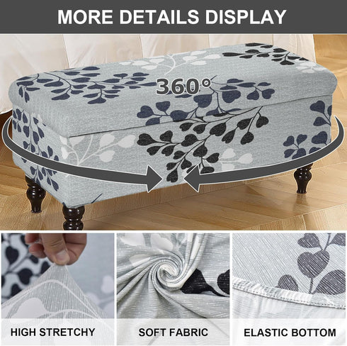 30) Eco-Ancheng Storage Ottoman Cover Rectangle Ottoman Slipcover Folding Storage Bench Cover Footrest Stool Slipcover