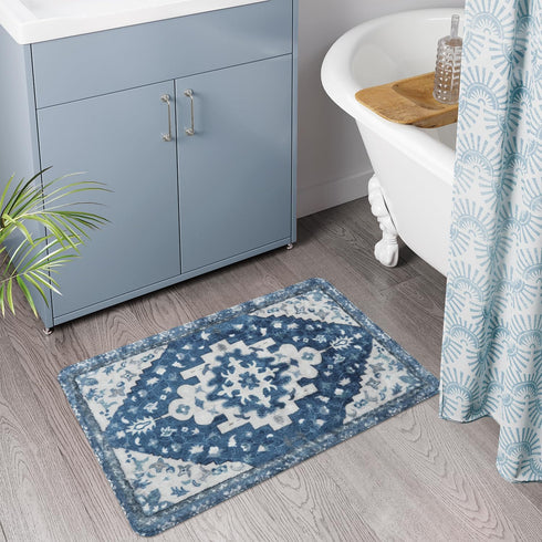 Uphome 20x31 inch Boho Bathroom Rugs, Vintage Non-Slip Bath Rug, Soft Machine Washable Tribal Floral Mat for Bathroom