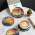 6 Set Lighthouse Coasters Leather Round Drink Coasters Pcs with Holderor for Cup Drink Coffee Table Bar Home Decor