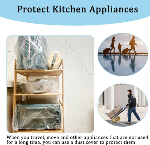 50pcs Disposable Thickened Small Appliance Dust Covers, Clear Plastic with Elastic, Oil Dust Proof for Blender, Air