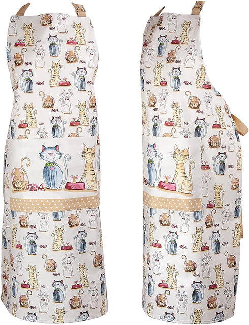 SPOTTED DOG GIFT COMPANY Apron - Cute Cats Themed Kitchenware, 100% Cotton, 37"x28" Cooking and Baking Gift