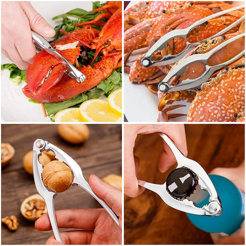 ALDMIO 12 Pcs Crab Crackers and Tools, Enhanced Crab Leg Crackers with Storage Bag, Lobster Cracker Great