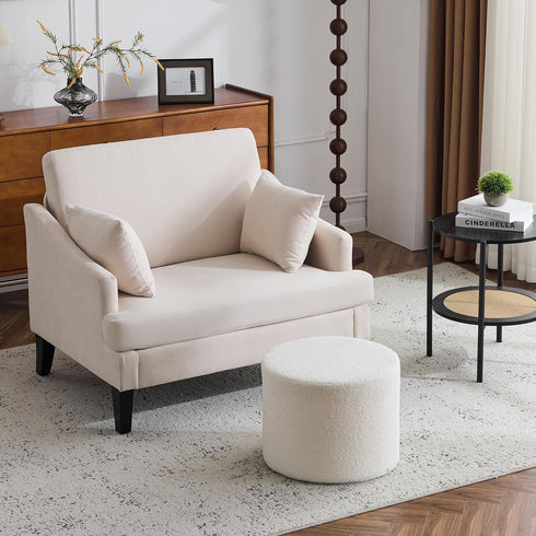 Bezseller Soft Boucle Pouf Ottoman, Comfortable Foot Rest, Full Foam Filling Footstool for Living Room, Bedroom