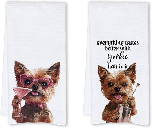 Cabana Bro Funny Yorkshire Terrier Kitchen Towels, Yorkie Gifts for Women Dog Lovers, Yorkshire