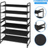 3 Simple Trending Tier Stackable Shoe Rack, Expandable Adjustable Fabric Shoe Shelf Storage Organizer, Black