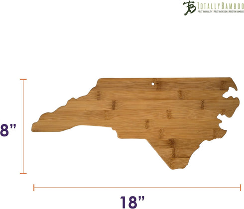 Totally Bamboo North Carolina State Shaped Serving and Cutting Board, Brown
