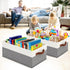 Closet Organizer Bins 3 Pack, Large Storage Bins for Shelves, Foldable with Leather Handles, Grey