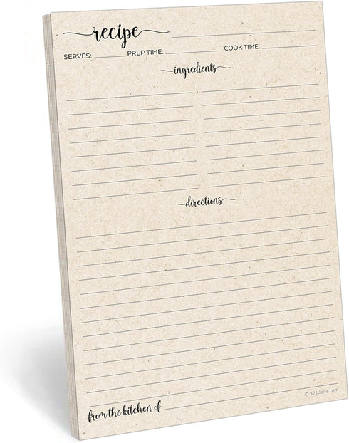 321Done Recipe Paper, Made in USA: 5.5x8.5 Tan, Blank Recipe Paper for Recipe Binder, Pack of 50