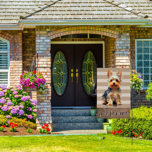 Yorkie Garden Flag 12x18 Inch, Home Garden Welcome Dog Spring Yard Flag Double Sided for Outdoor Decoration