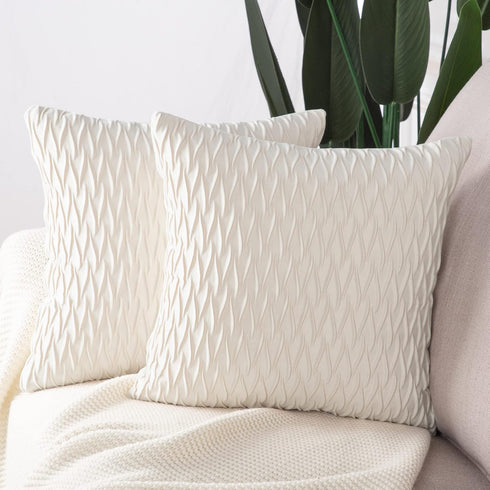MADIZZ Set of 2 Super Soft Velvet Decorative Throw Pillow Covers, 22x22 inch White Square Cushion Case for Sofa