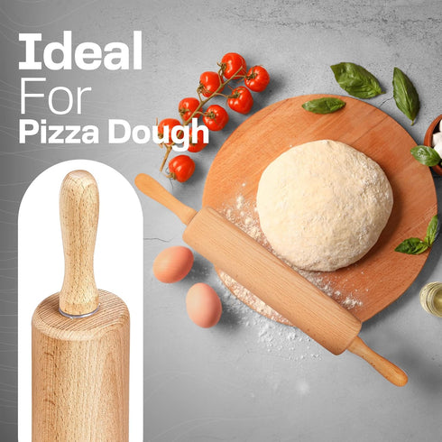 All-Purpose 17.6 Inch Beech Wood Non-Stick Rolling Pin for Baking, Pizza, Pasta, Pie, Cookies, Pastry
