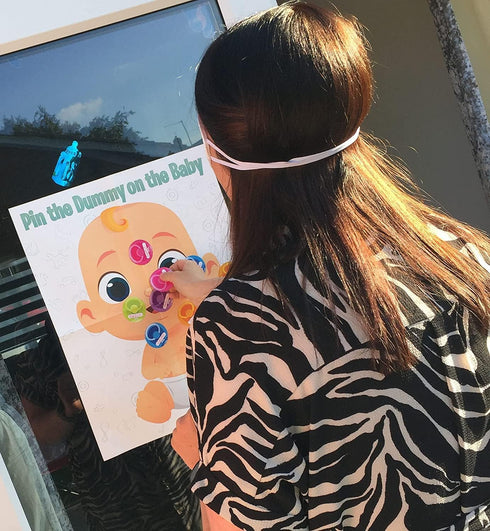 Funny Baby Shower Game - Pin The Pacifier, Includes Large Poster, 24 Stickers, and Luxury Blindfold