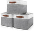 Storage Bins Large Fabric Storage Baskets for Shelves, 3 Pack Decorative Linen Closet Baskets with Handles for