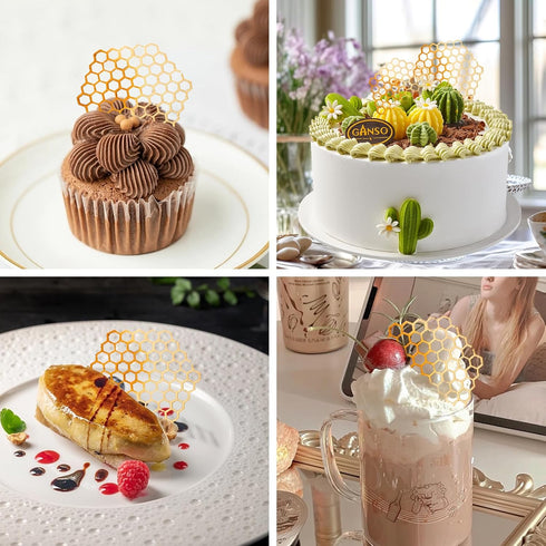 Honeycomb Molds Silicone, 2 PCS Jopgeey Tuile Fondant Molds, 3D Beehive Candy Lace Molds for Baking, Cake Decorating
