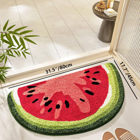 Cozy (45x80CM) Baby Playtime Watermelon Cute Fruits Half Round Shaped Bedroom Bathroom Doorway Kitchen Floor Rug Carpet