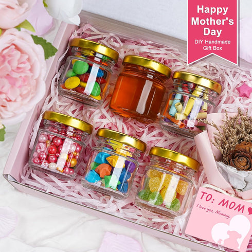 60 Pack 1.5 oz Folinstall Small Glass Jars with Lids, Mini Honey Jars, Candle Jar for Candle Making for Gifts, Crafts
