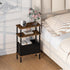 Newmics 3-Tier Narrow Side Table with Fabric Basket, End Table for Small Spaces, Slim Nightstand with Storage Shelf