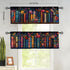 CAIJXIONG Set 2 54x18 inch Bookshelf Kitchen Curtains of Educational Bookcase Watercolor Flowers Rod Pocket Decorative