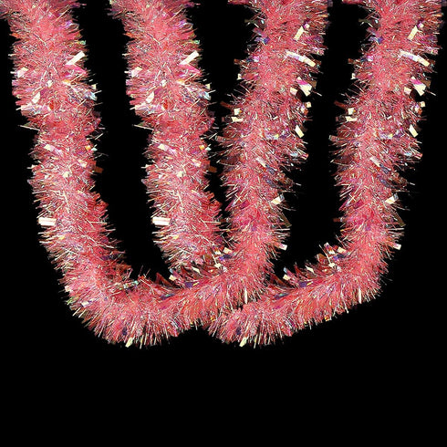 Pink Tinsel Garland 17 Feet for Christmas Tree Decorations, Wedding, Birthday Party Supplies