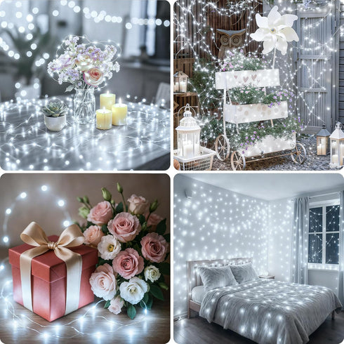 4 Pack 33FT 100LED 8 Dimmable litogo Fairy Lights Battery Operated with Timer, Twinkle String Lights USB-C Powered