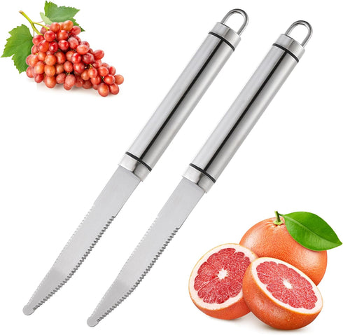 2PCS Curved Serrated Grapefruit Knife, Stainless Steel Kiwi Knife, Great for Grapefruit, Orange, Lemon, Kiwi,