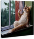 Stupell Industries Canvas Wall Art, House Cat Smoking Lounging in Window Pane, Designed by Lucia Heffernan, 24x24, Brown