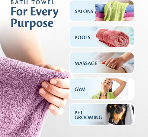 24 40 inches (6) Small and Lightweight Cotton Towels Assorted Pastel Mix x Towels Perfect Size for Hair Drying