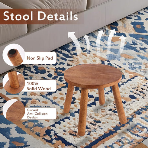 zaowofires Stool10''H,Plant BathroomBedroomLivingroom 10inch) Round Solid Wooden Step Stool Garden Stool Wood Legs