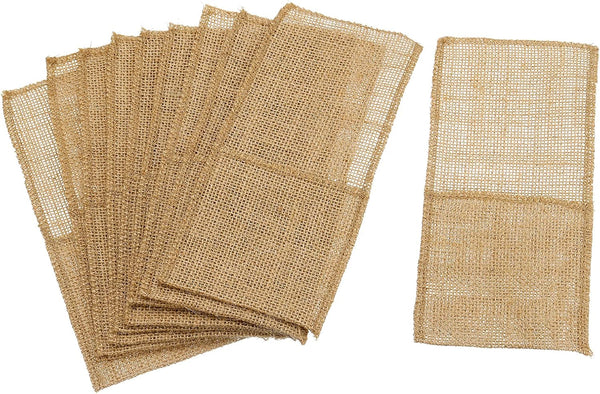 uxcell Burlap Lace Utensil Holders, 10Pcs Knife Forks Napkin Silverware Holder Bag for Wedding Party Decoration