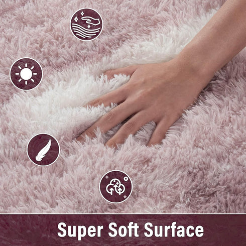 5x8 Meralax Area Rugs for Living Room Bedroom, Machine Washable Feet Soft Fluffy Shaggy Rug, Light Purple & White