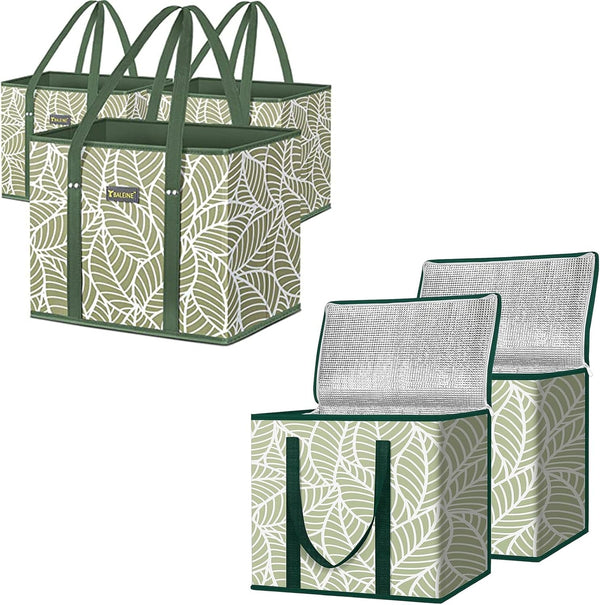 BALEINE 3Pk Reusable Grocery Bags + 2Pk Insulated Reusable Grocery Bags(16"913