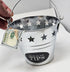 Tip Bucket Metal with Stars Design for Bar, Club, Musicians, Bartenders Money Tip Jar, 6” Diameter x 5.5” Height