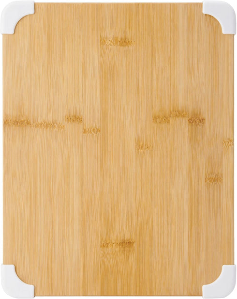 Farberware Nonslip Bamboo Cutting Board with Juice Groove, 11x14 Inch, White by Farberware