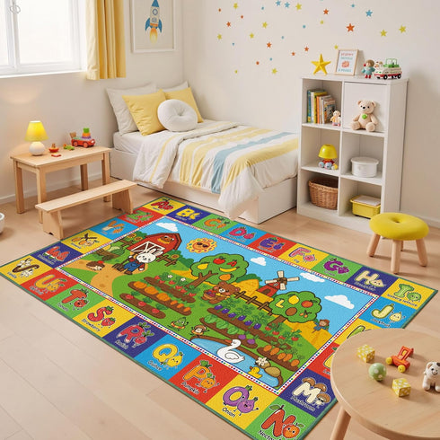 4x7 48"x80" Upgrade Ultra Non Slip ABC Rugs for Kids Playroom, Washable Alphabet Floor Mat for Toddlers, Educational