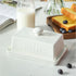 8oz Large Butter Dish with Lid, Ceramic Butter Holder with Knob Handle, Striped Butter Keeper, Porcelain Butter Tray