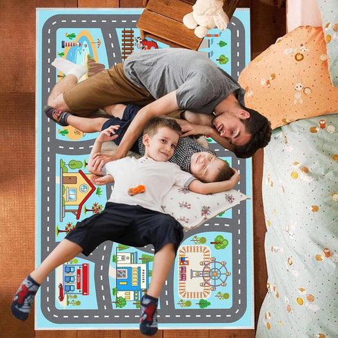 47''x71'' Kids Rug Car Rugs Playmat for Kids Toy Cars for Playroom Classroom Kid Room, Educational Rugs with Non-Slip
