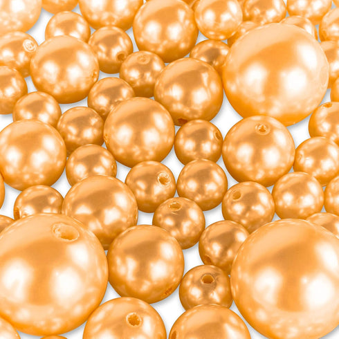 Super Z Outlet Elegant Glossy Polished Pearl Beads, 8 Ounce Pack, 70 Pieces, Gold, for DIY Jewelry