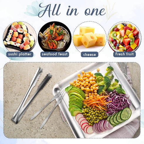 4 Set 9" Baderke Chilled Serving Tray for Parties with Compartments Ice Chilled Party Platter Charcuterie Serving Board