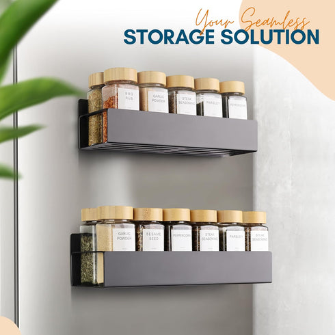 Magnetic Shelf, 2-Pack Magnetic Spice Rack for Refrigerator, Storage for Tiny Home Kitchen